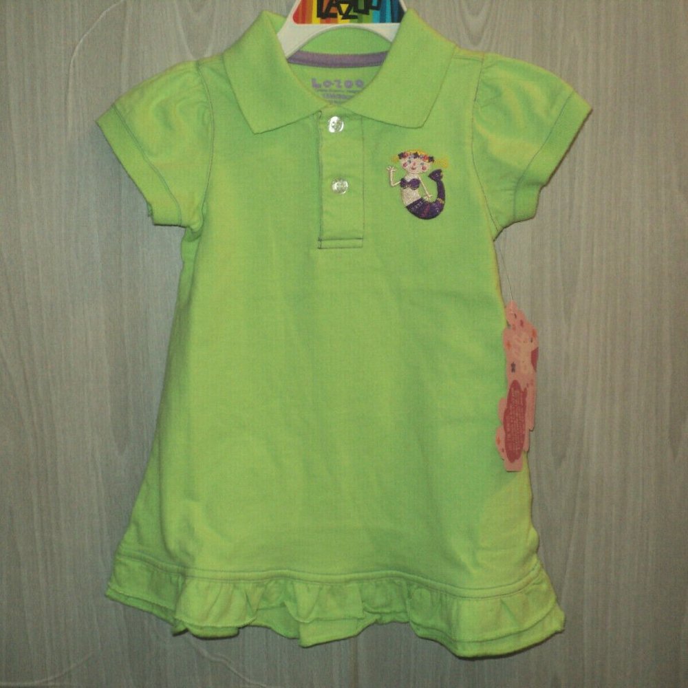 NEW Lazoo Girl's Dress Size Infant 18 Months Lime Green Short Sleeves Ruffles